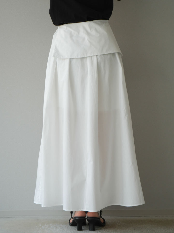 [予約]レイヤードジップデザインブロードフレアスカート/ホワイト