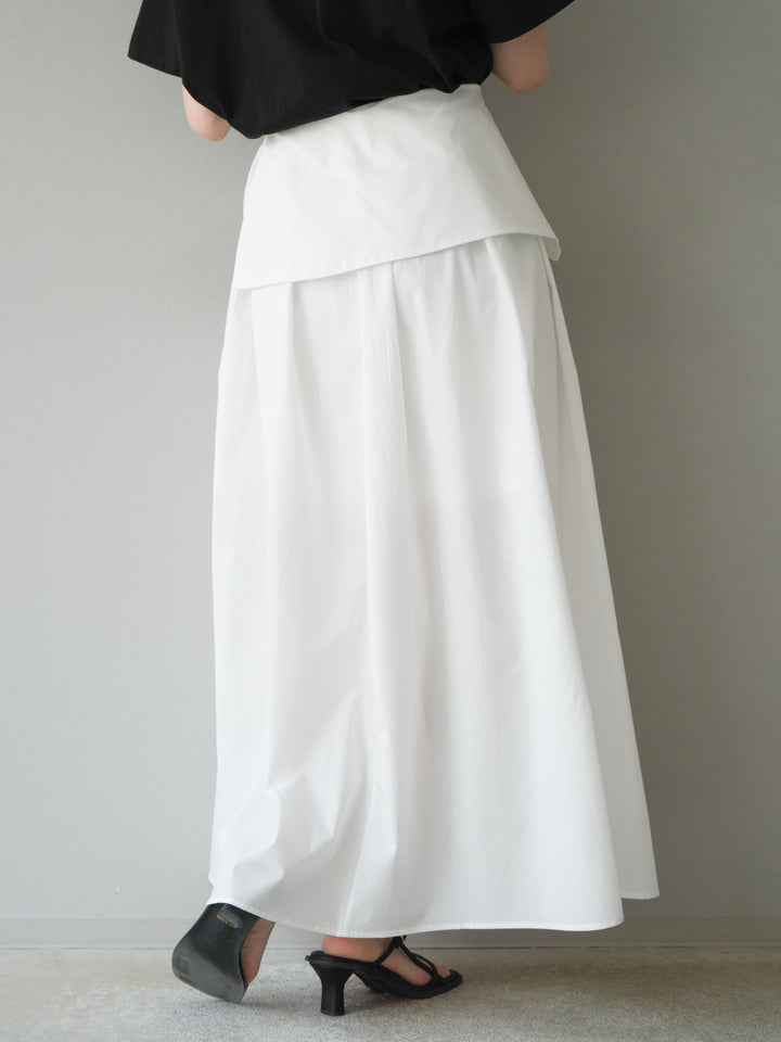 [予約]レイヤードジップデザインブロードフレアスカート/ホワイト