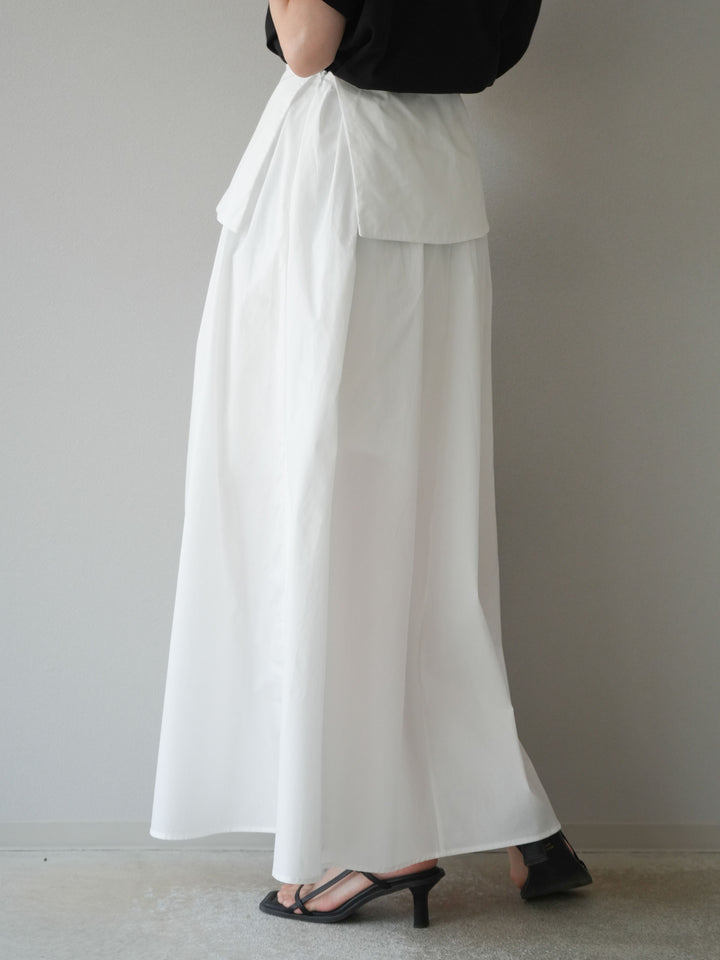 [予約]レイヤードジップデザインブロードフレアスカート/ホワイト
