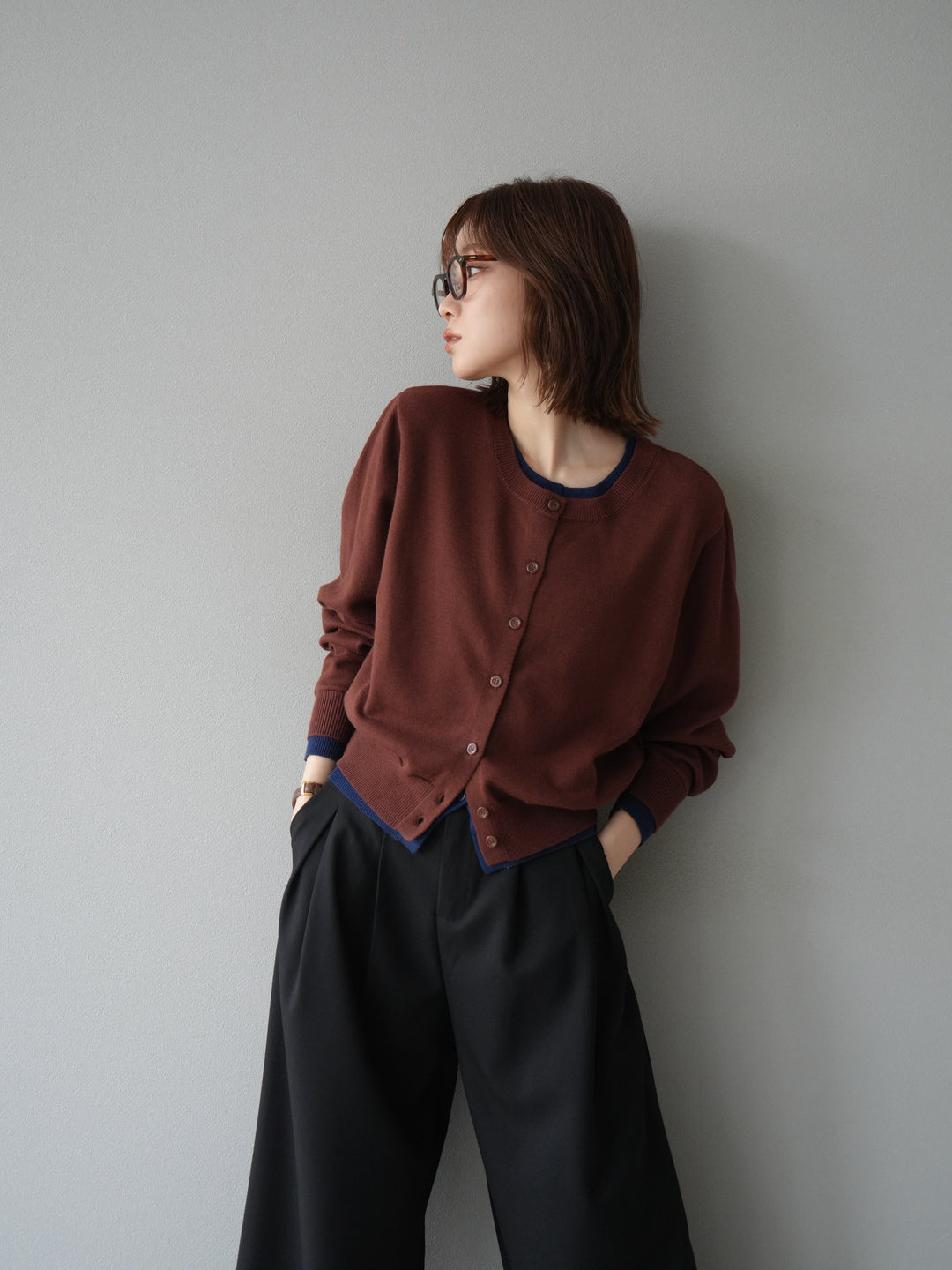 [SET] 色彩協調的層疊開襟衫 + 可選配件套裝（2 套）