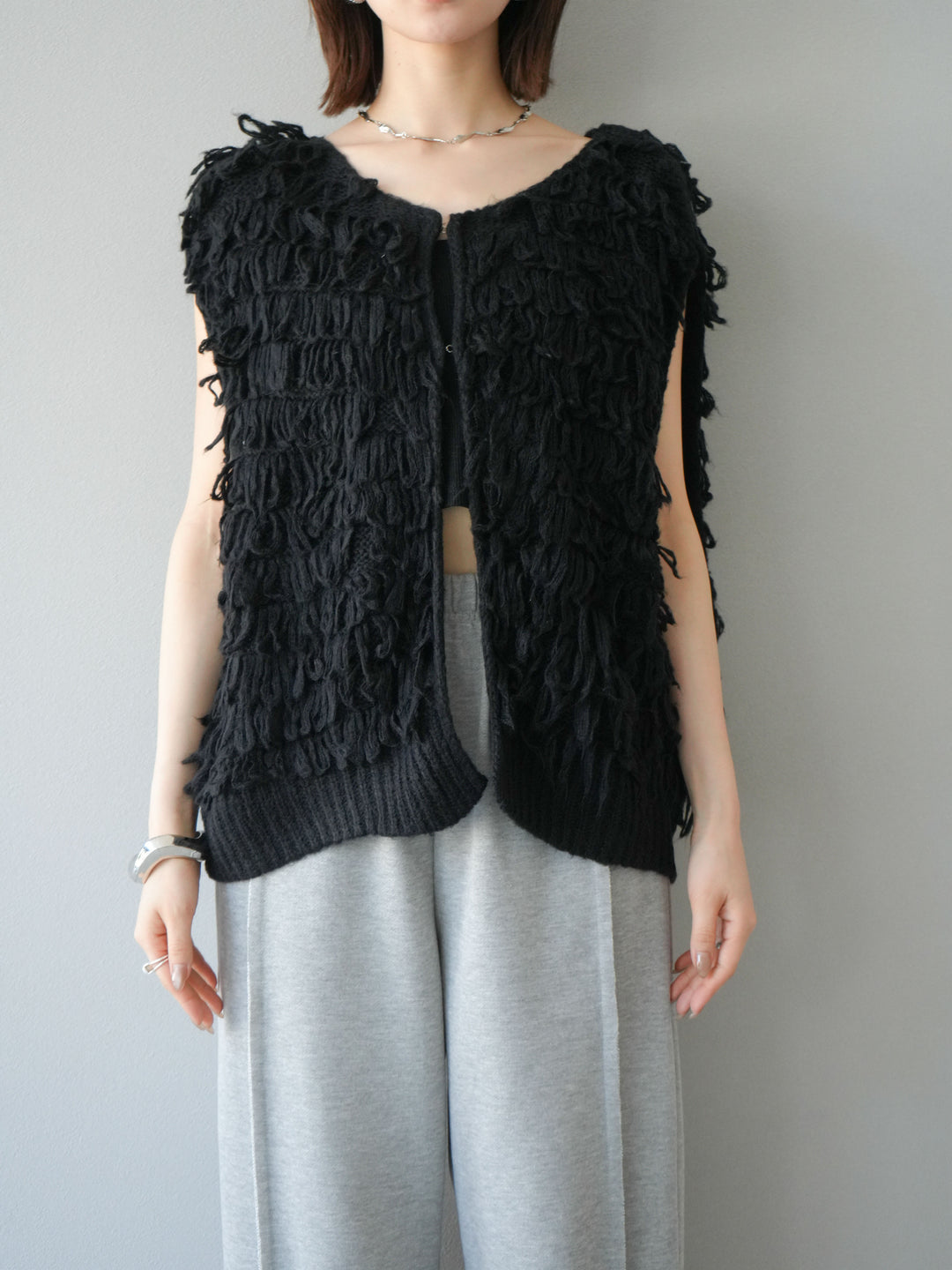 [予約]ループデザインベスト/ブラック