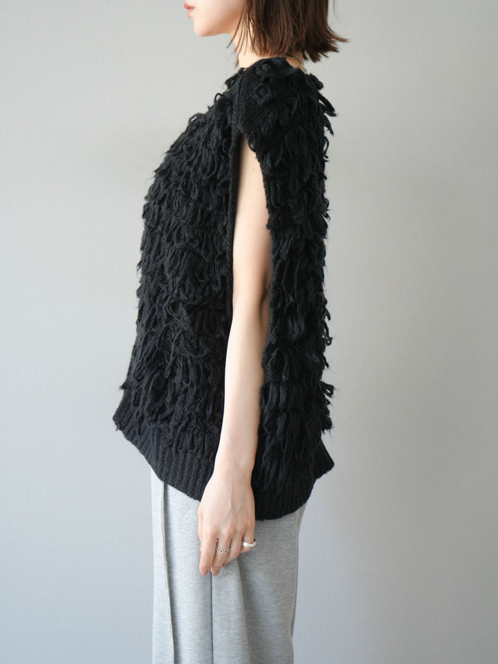 [予約]ループデザインベスト/ブラック