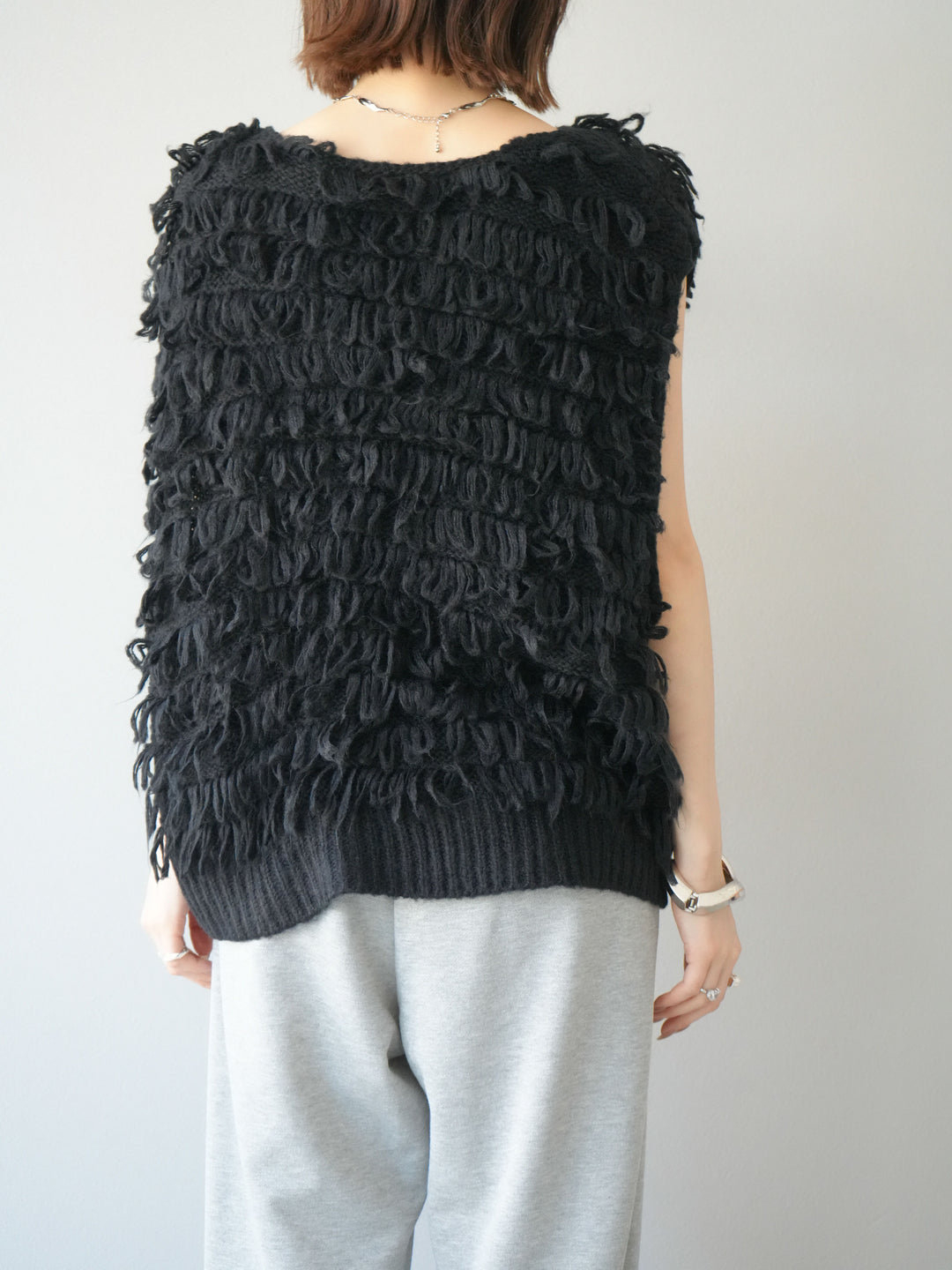 [予約]ループデザインベスト/ブラック