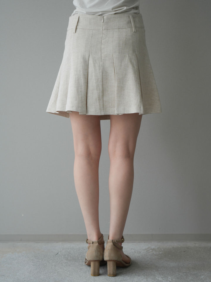 [予約]リネンタッチプリーツミニスカート/ivory