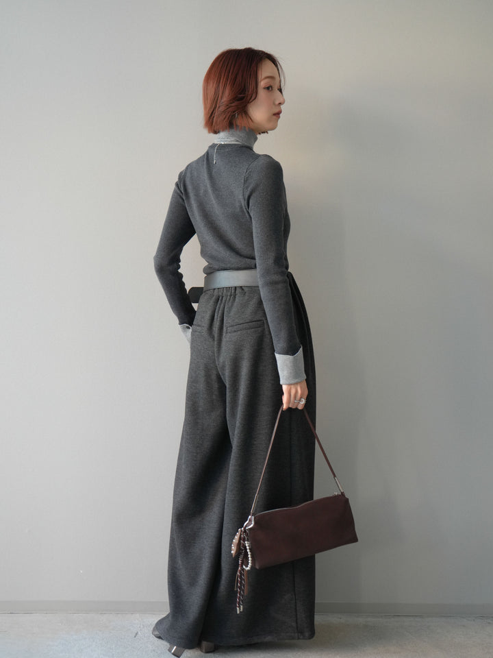 [予約]ベルトデザインループウールワイドパンツ(ベルト付)/gray