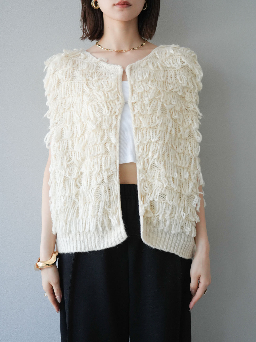 [予約]ループデザインベスト/アイボリー