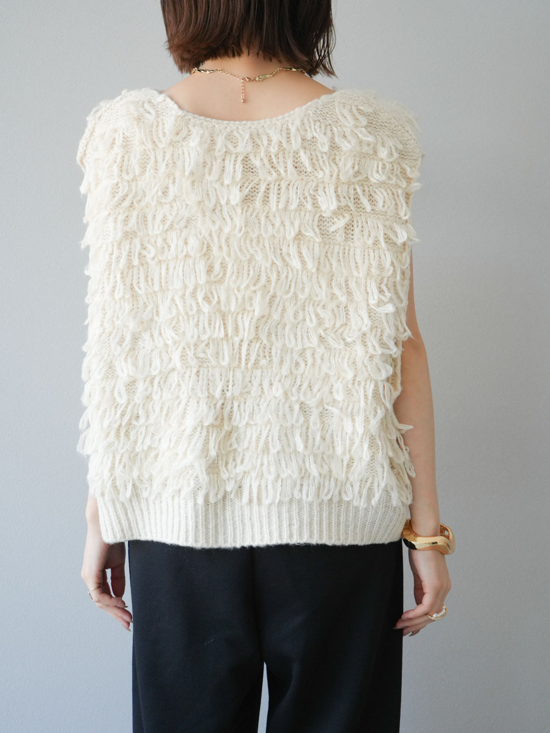 [予約]ループデザインベスト/アイボリー