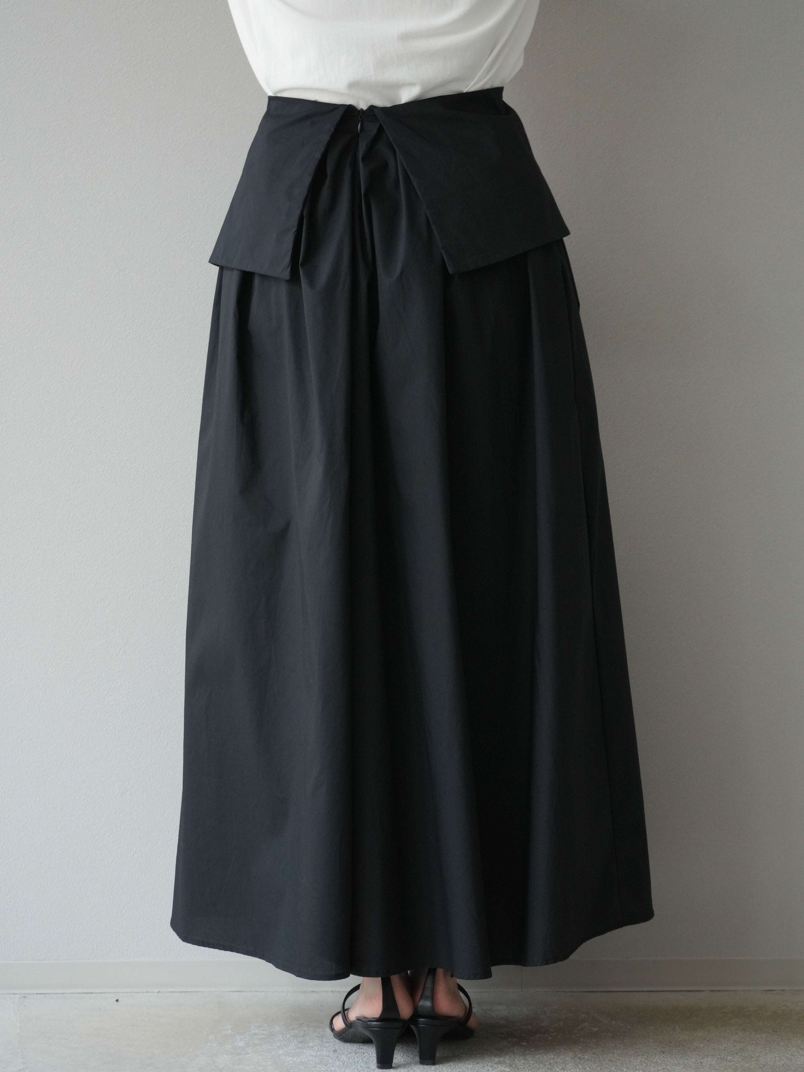 予約]レイヤードジップデザインブロードフレアスカート/ブラック – Lumier