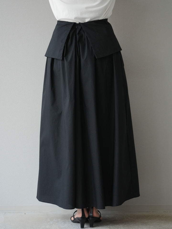 [予約]レイヤードジップデザインブロードフレアスカート/ブラック