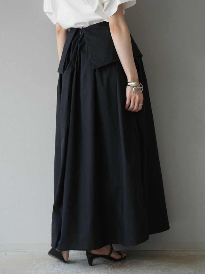 [予約]レイヤードジップデザインブロードフレアスカート/ブラック