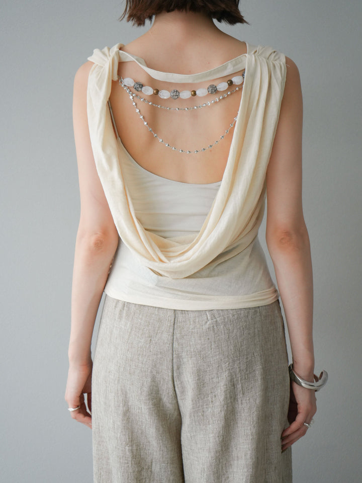 [預訂] 串珠鏈垂墜上衣/象牙色