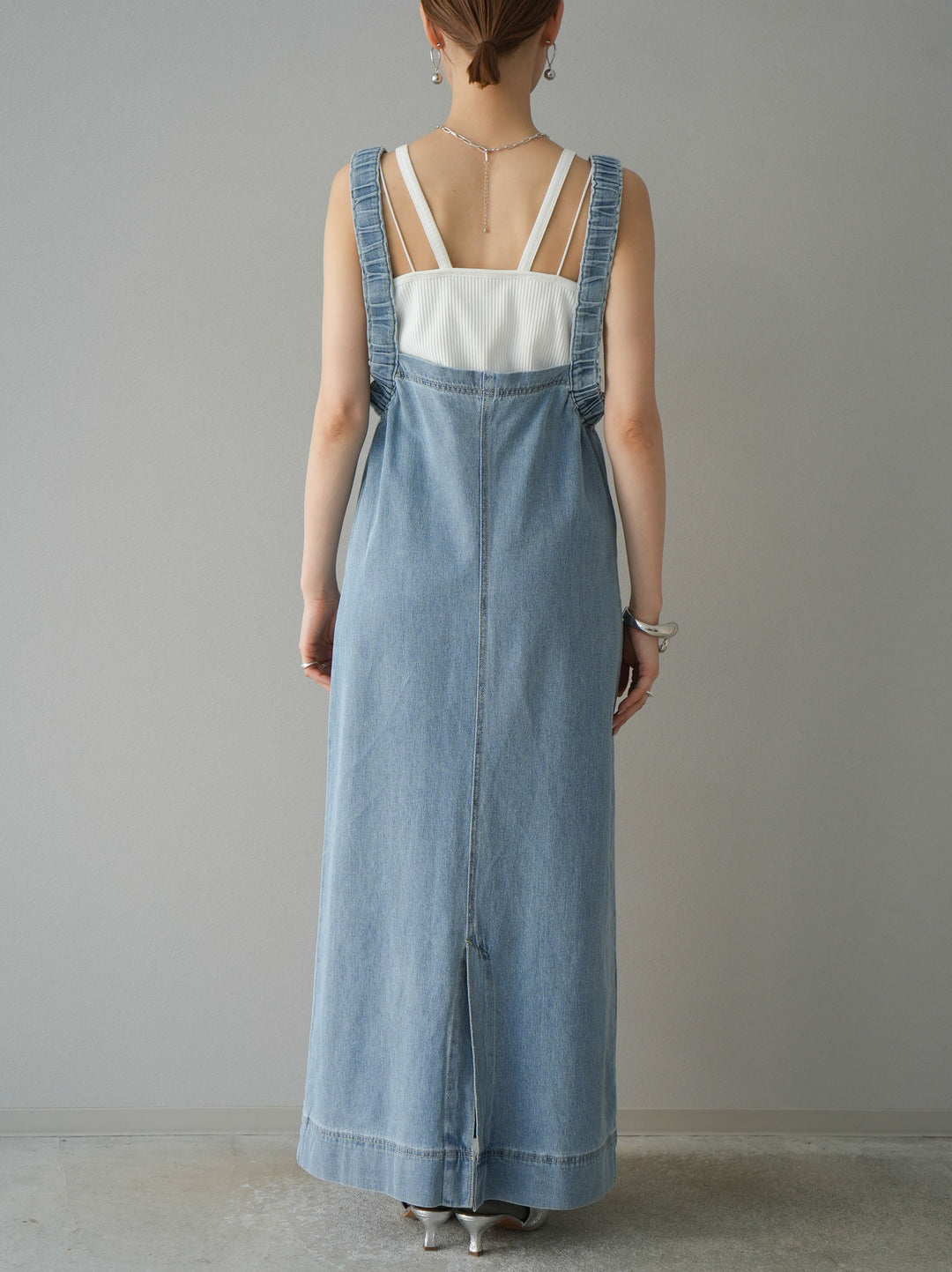 [預購] 牛仔拉鍊衛衣裙/淺藍