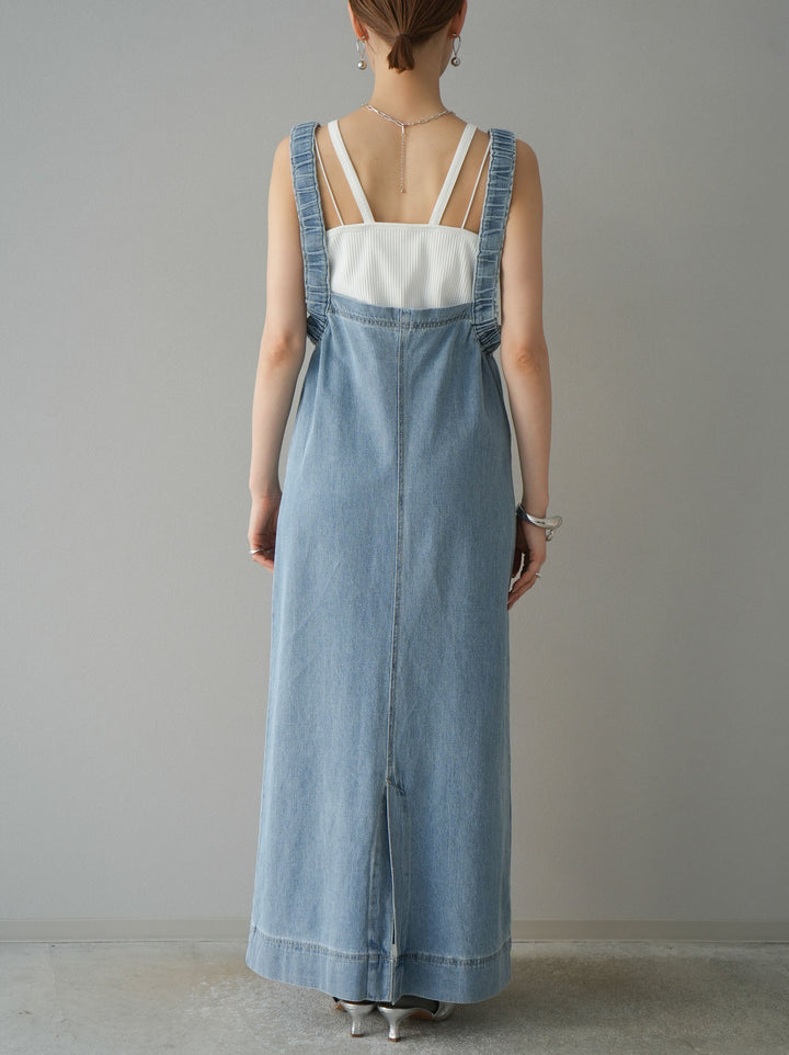 [預購] 牛仔拉鍊衛衣裙/淺藍