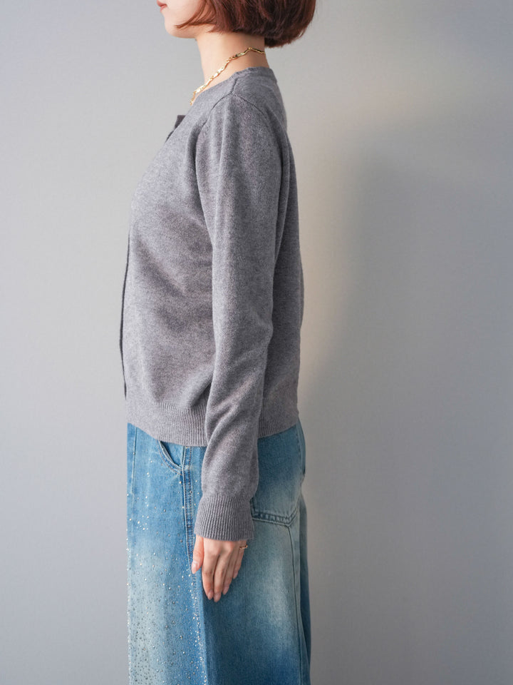 [予約]ハートボタンニットカーディガン/gray