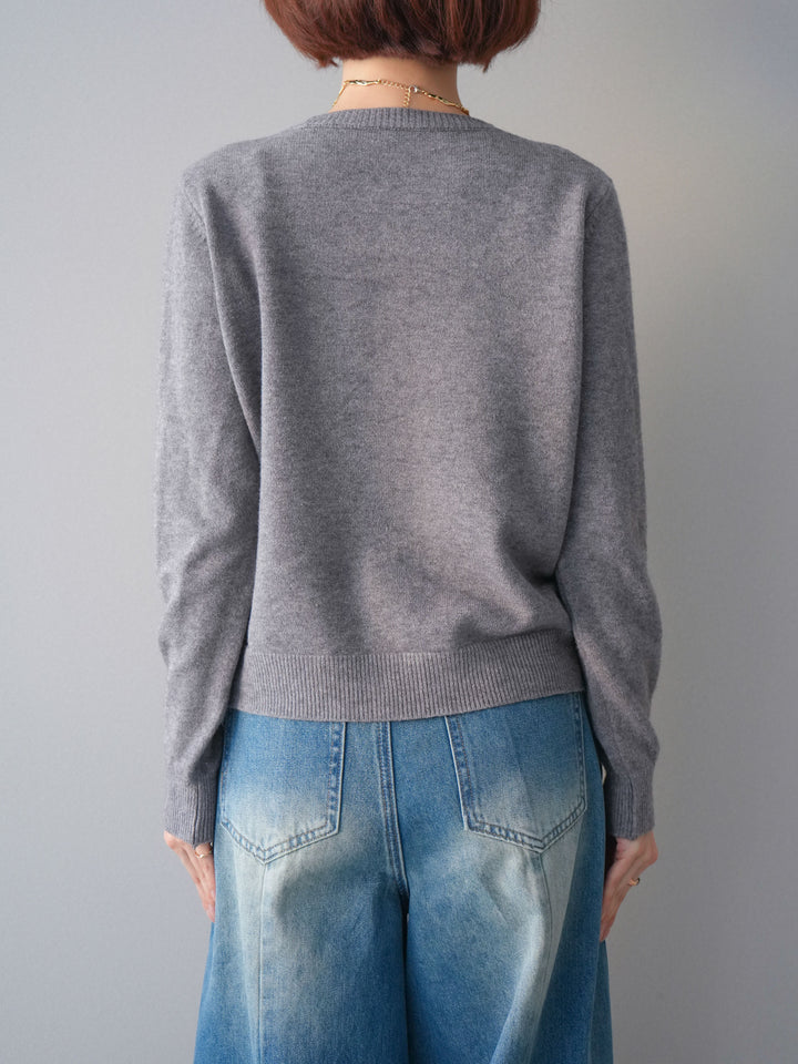 [予約]ハートボタンニットカーディガン/gray