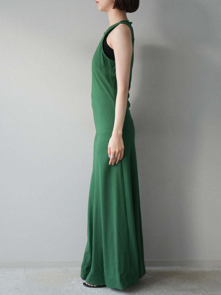 [予約]リネンタッチノースリーブワンピース/グリーン