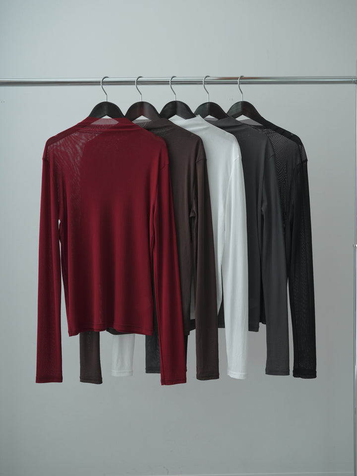 [SET]メッシュボトルネックトップス+メッシュボトルネックトップス(2set)