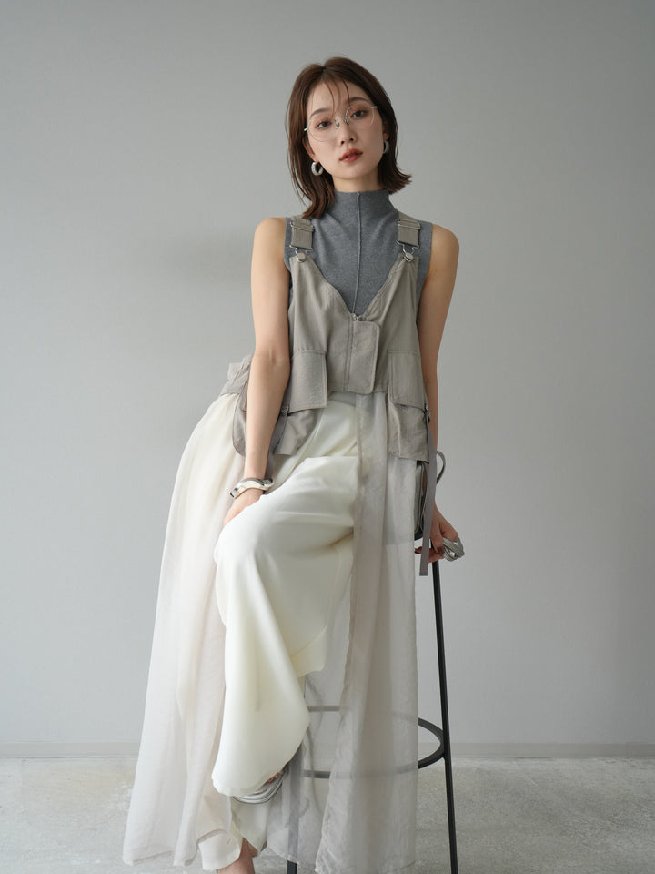[予約]タクティカルベストオーガンザワンピース/グレージュ