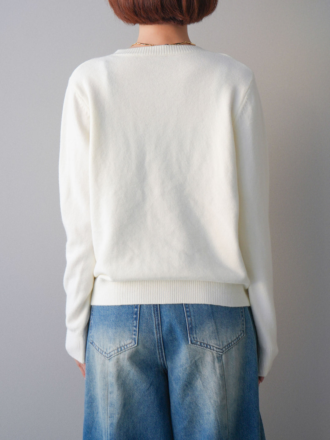 [予約]ハートボタンニットカーディガン/white