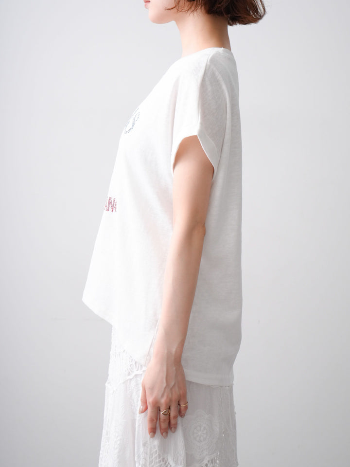 [予約]ドッグエンブロイダリーTEE/white