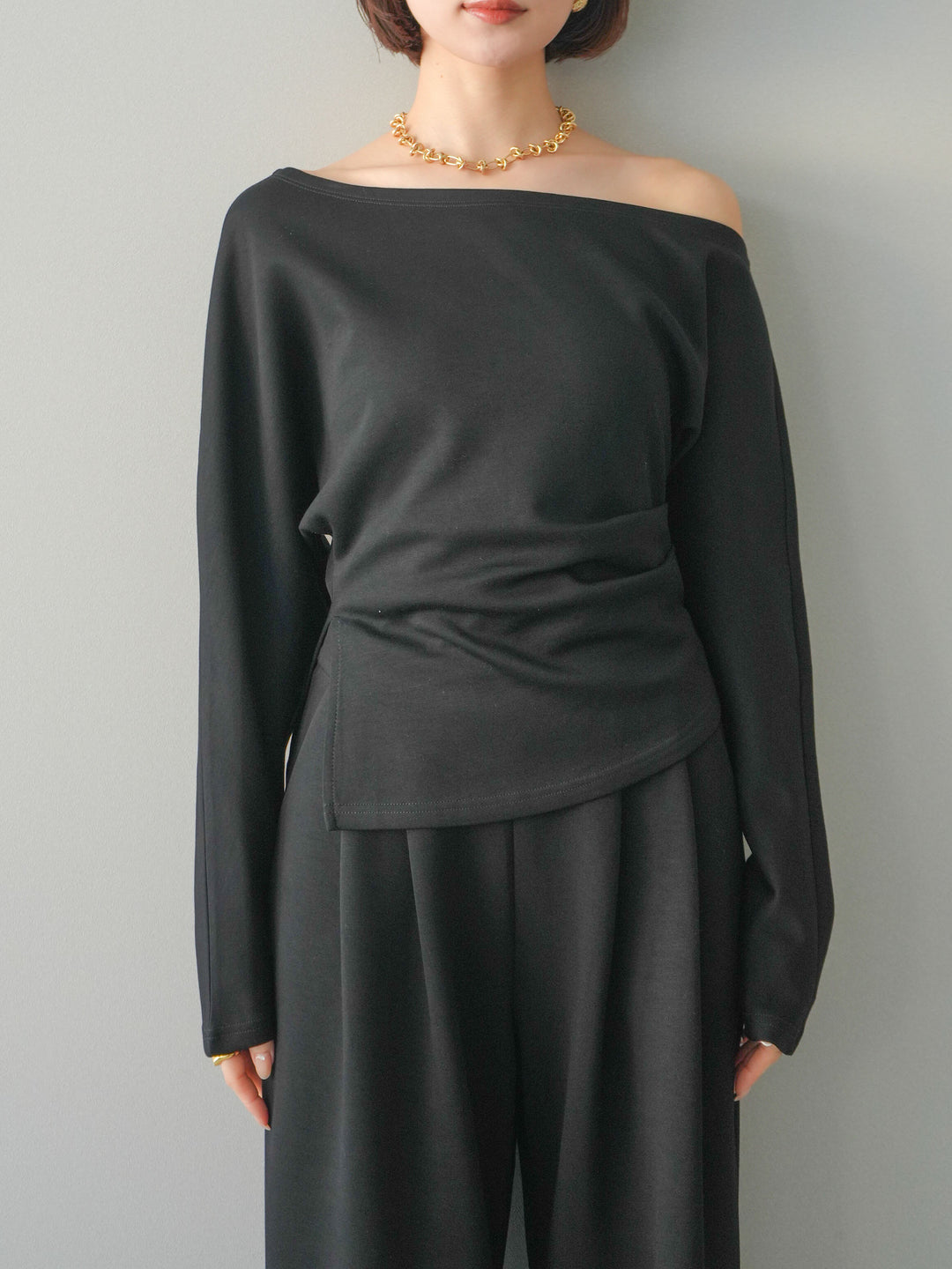 [SET]ライトポンチワンショルタックトップス＆パンツSETUP