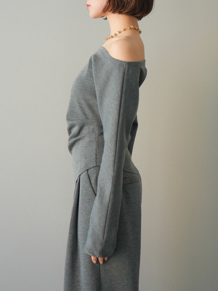 [SET]ライトポンチワンショルタックトップス＆パンツSETUP