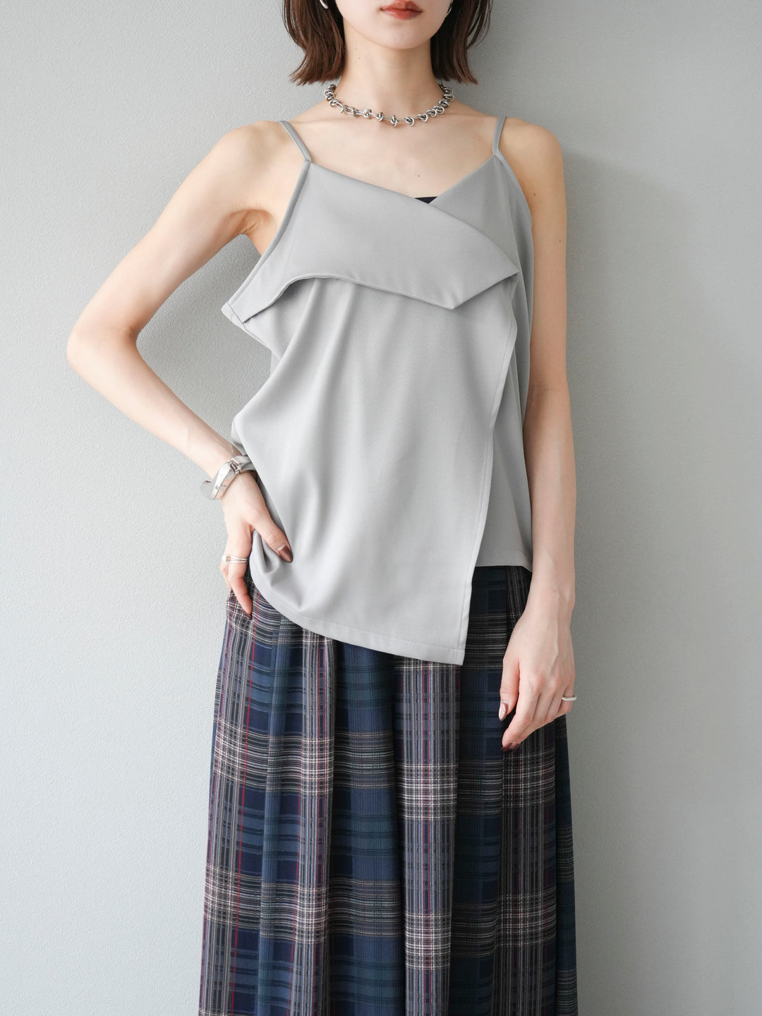 [予約]クロスデザインキャミソール/グレー