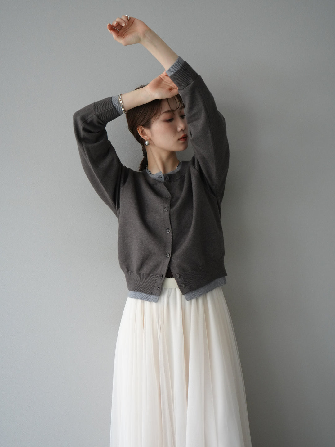 [SET] 色彩協調的層疊開襟衫 + 可選配件套裝（2 套）