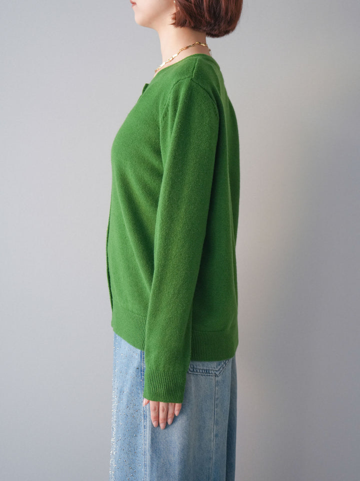[予約]ハートボタンニットカーディガン/green