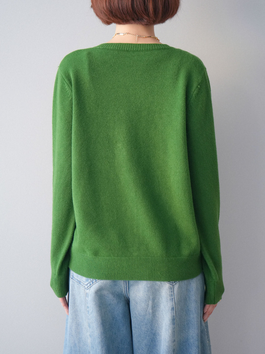 [予約]ハートボタンニットカーディガン/green