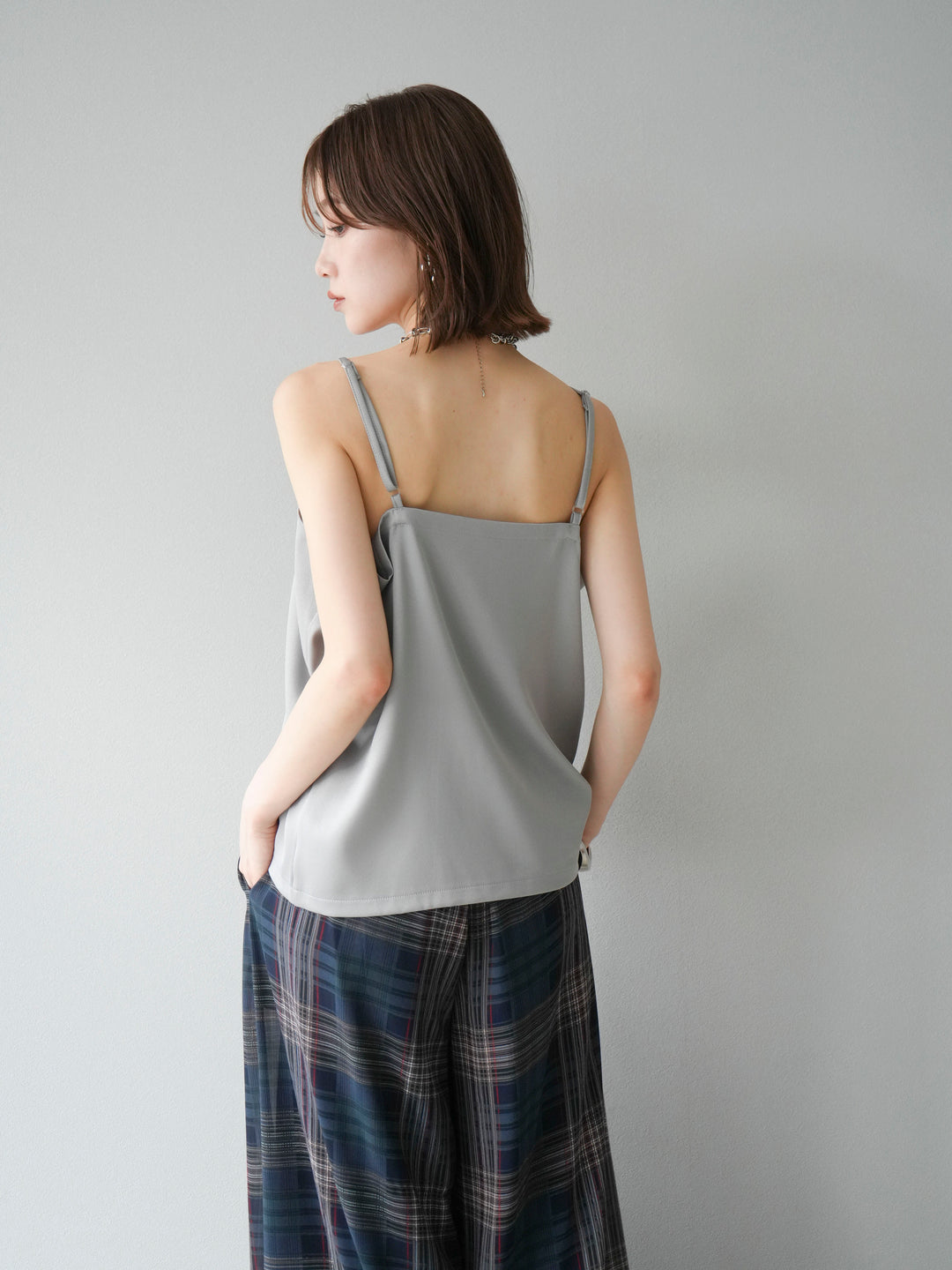 [予約]クロスデザインキャミソール/グレー
