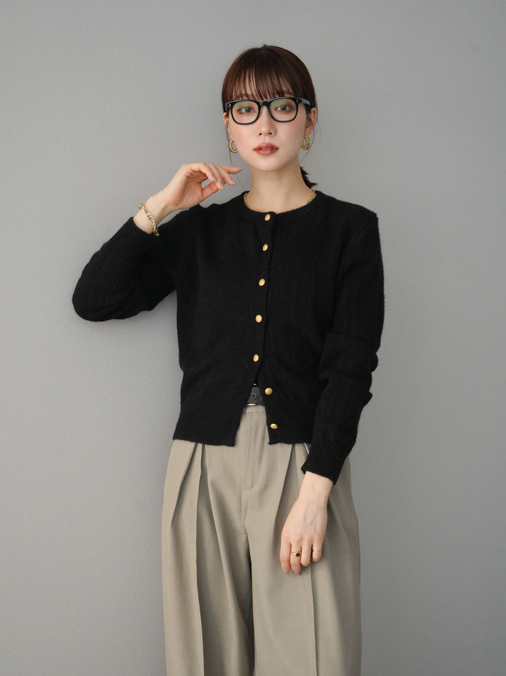 【預購】金鈕扣密織針織開襟衫/黑