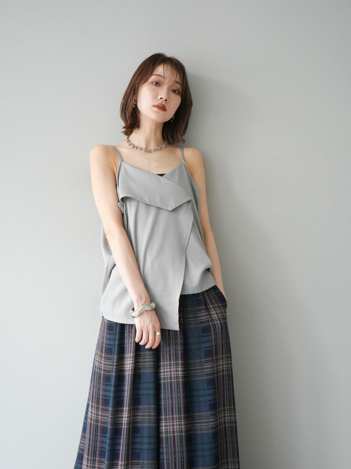 [予約]クロスデザインキャミソール/グレー