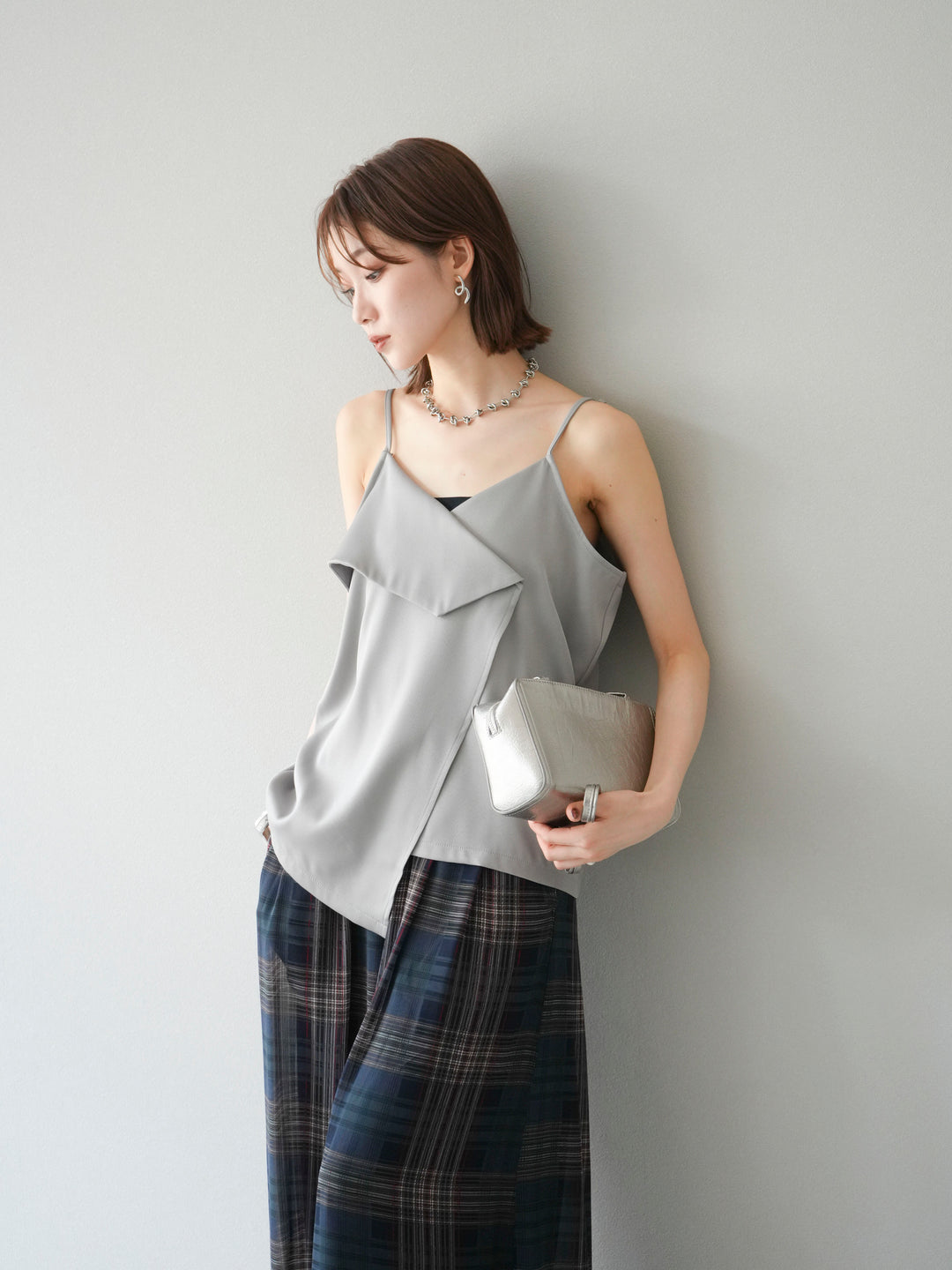 [予約]クロスデザインキャミソール/グレー