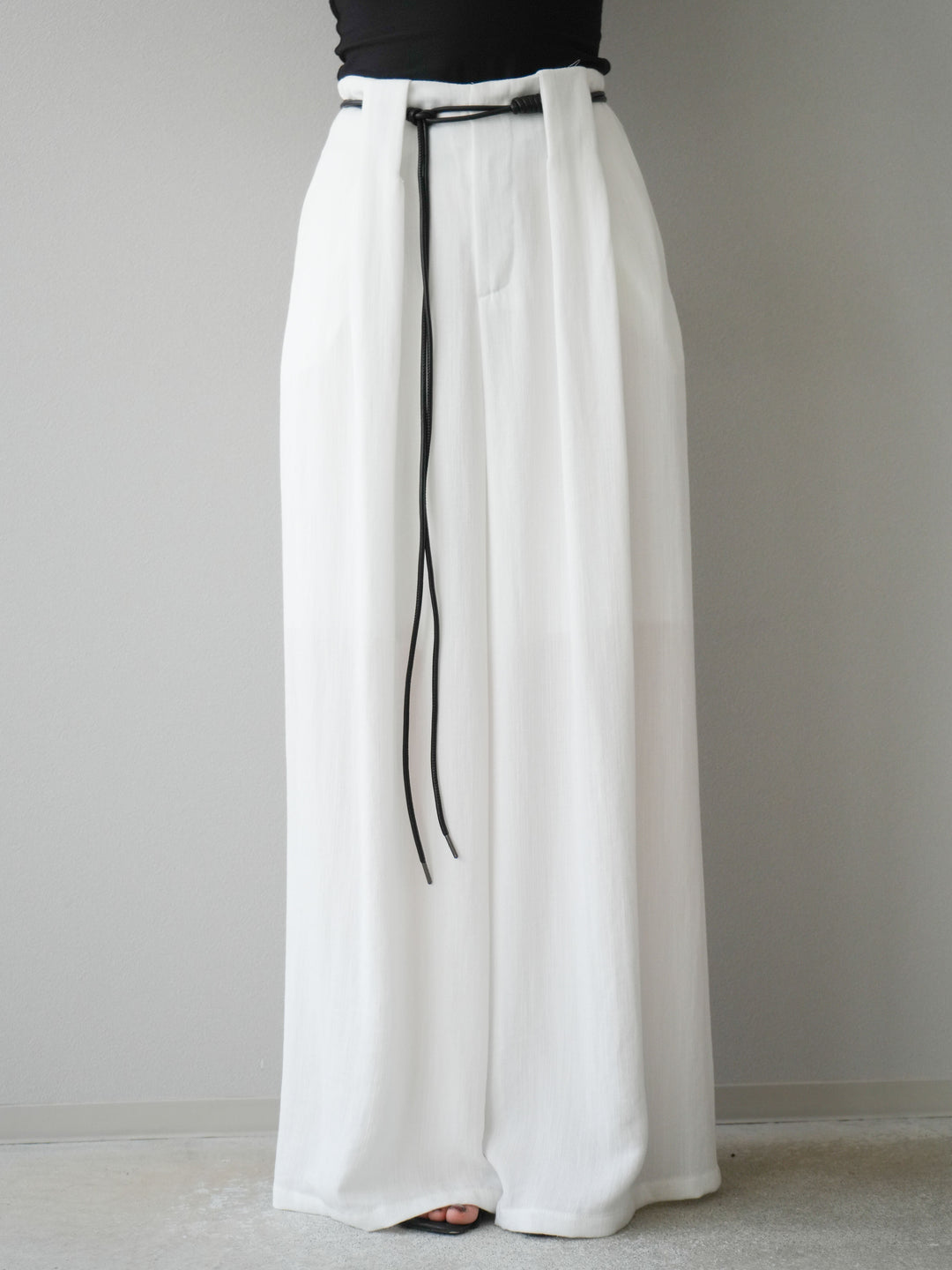 [予約]ロープデザインベルトリネンタッチワイドパンツ/オフ