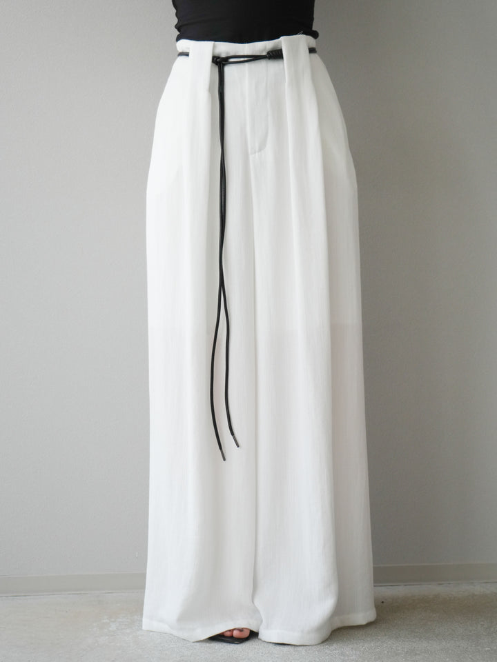 [予約]ロープデザインベルトリネンタッチワイドパンツ/オフ