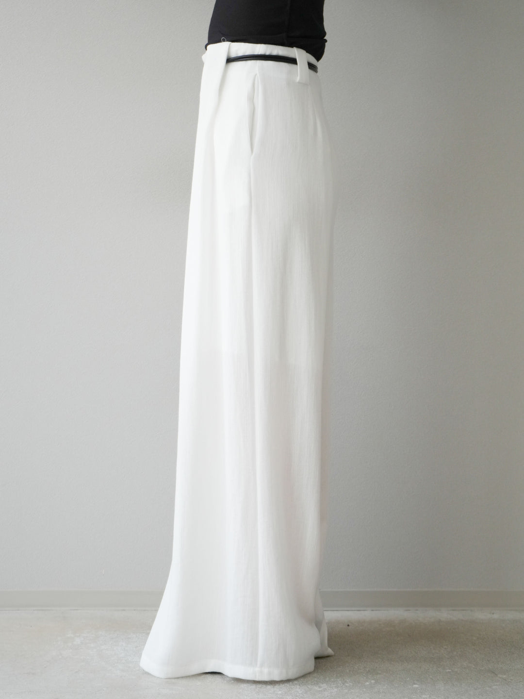 [予約]ロープデザインベルトリネンタッチワイドパンツ/オフ