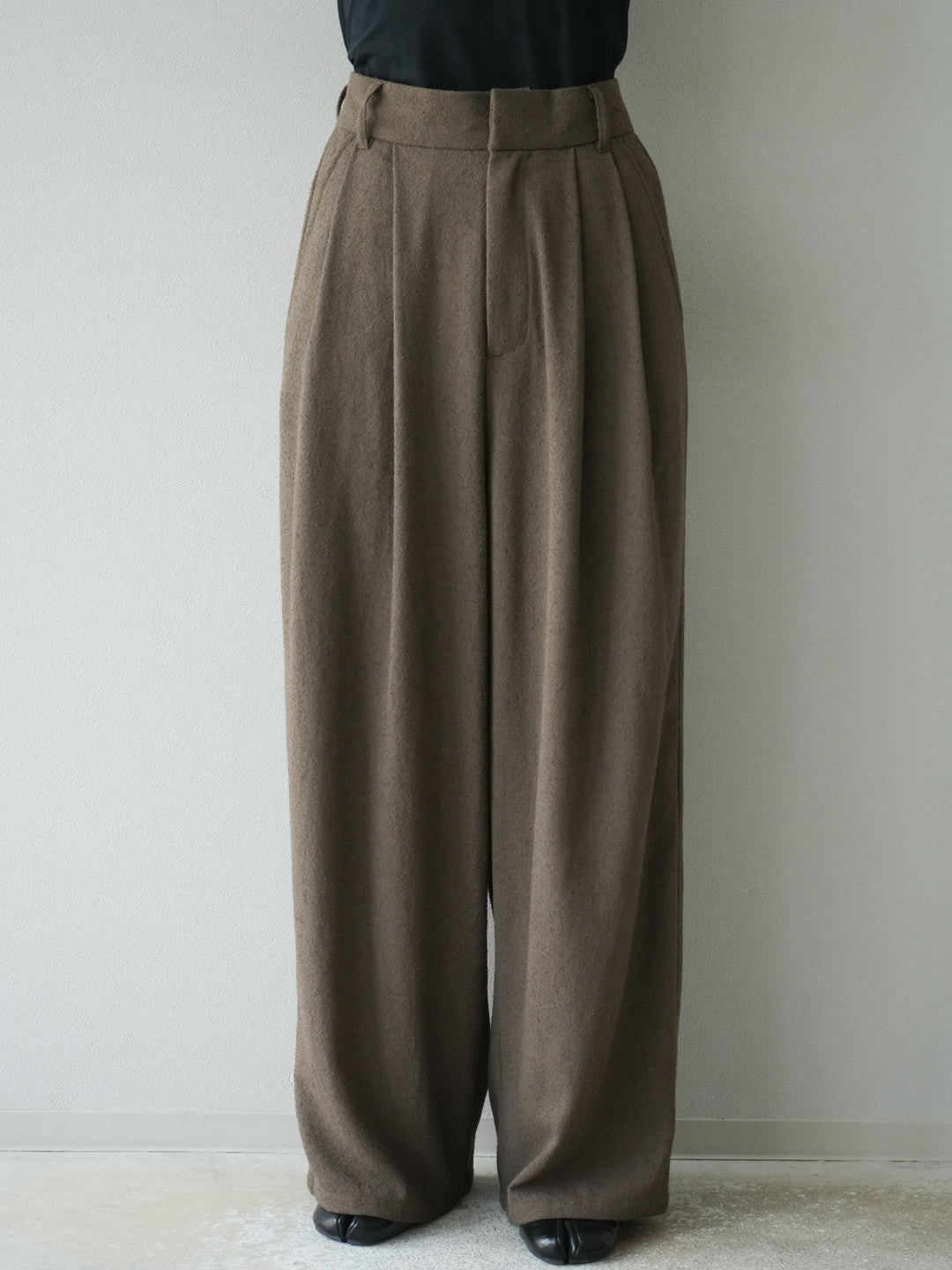 [予約]ネップワイドパンツ/ブラウン