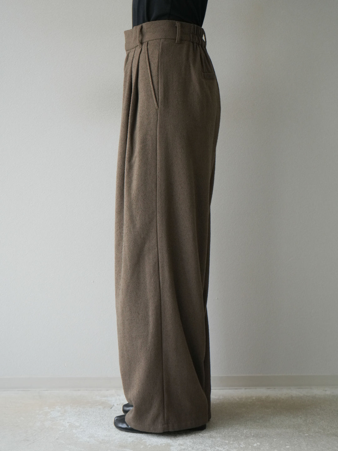[予約]ネップワイドパンツ/ブラウン