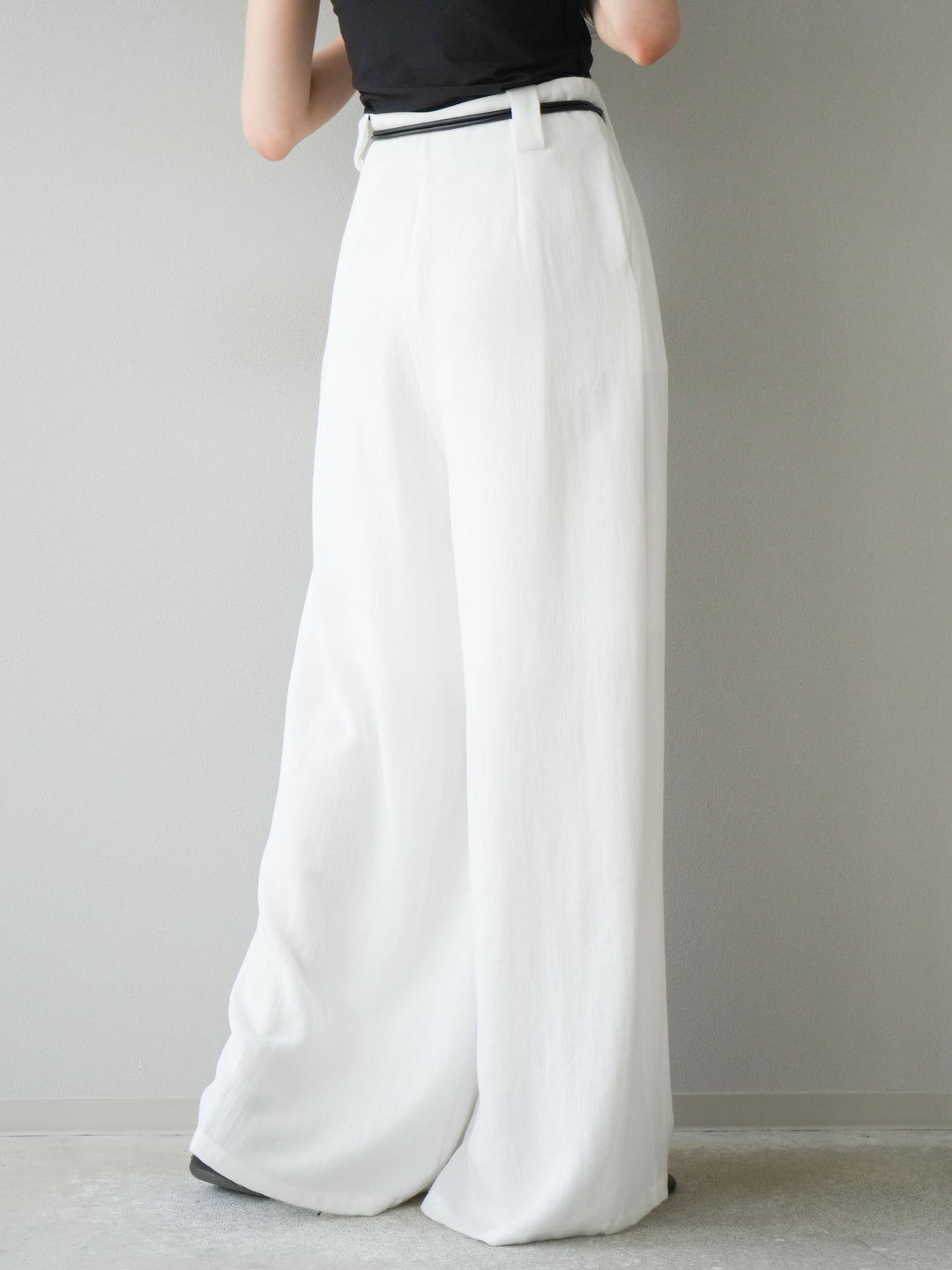 [予約]ロープデザインベルトリネンタッチワイドパンツ/オフ
