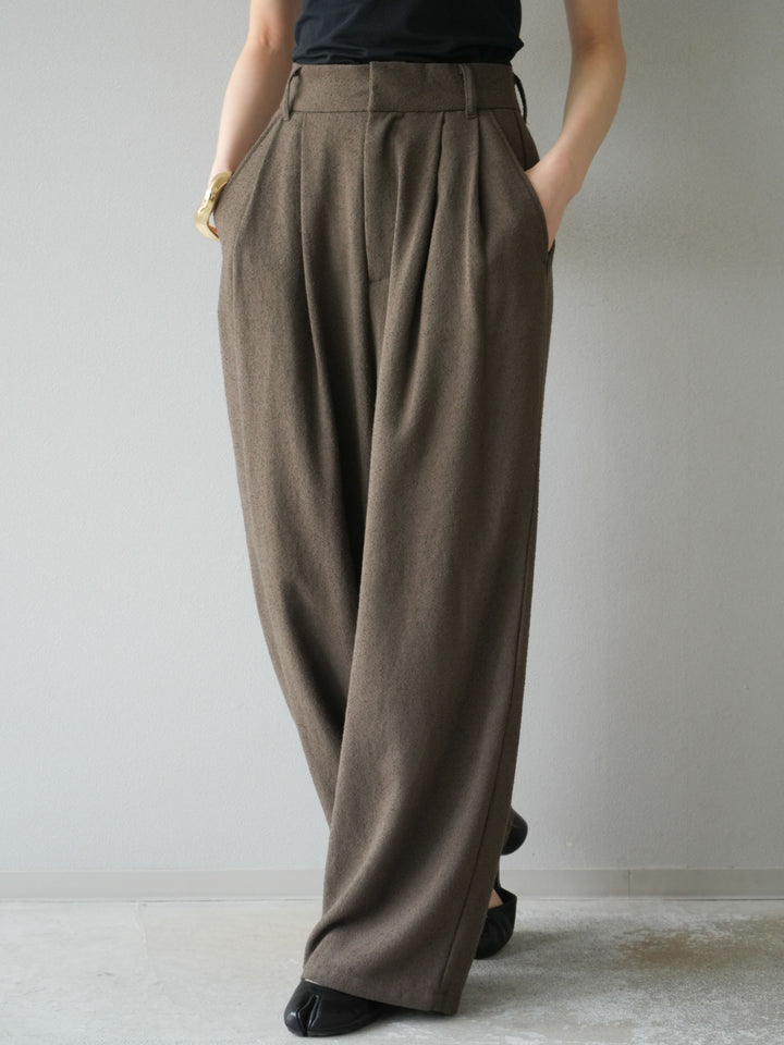 [予約]ネップワイドパンツ/ブラウン