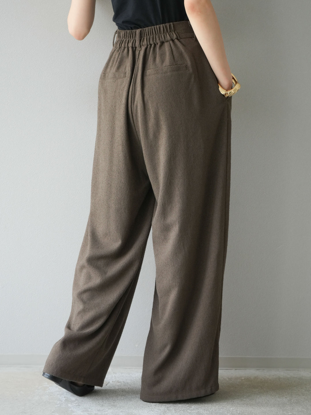 [予約]ネップワイドパンツ/ブラウン