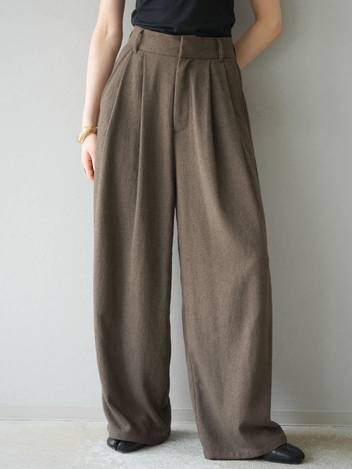 [予約]ネップワイドパンツ/ブラウン