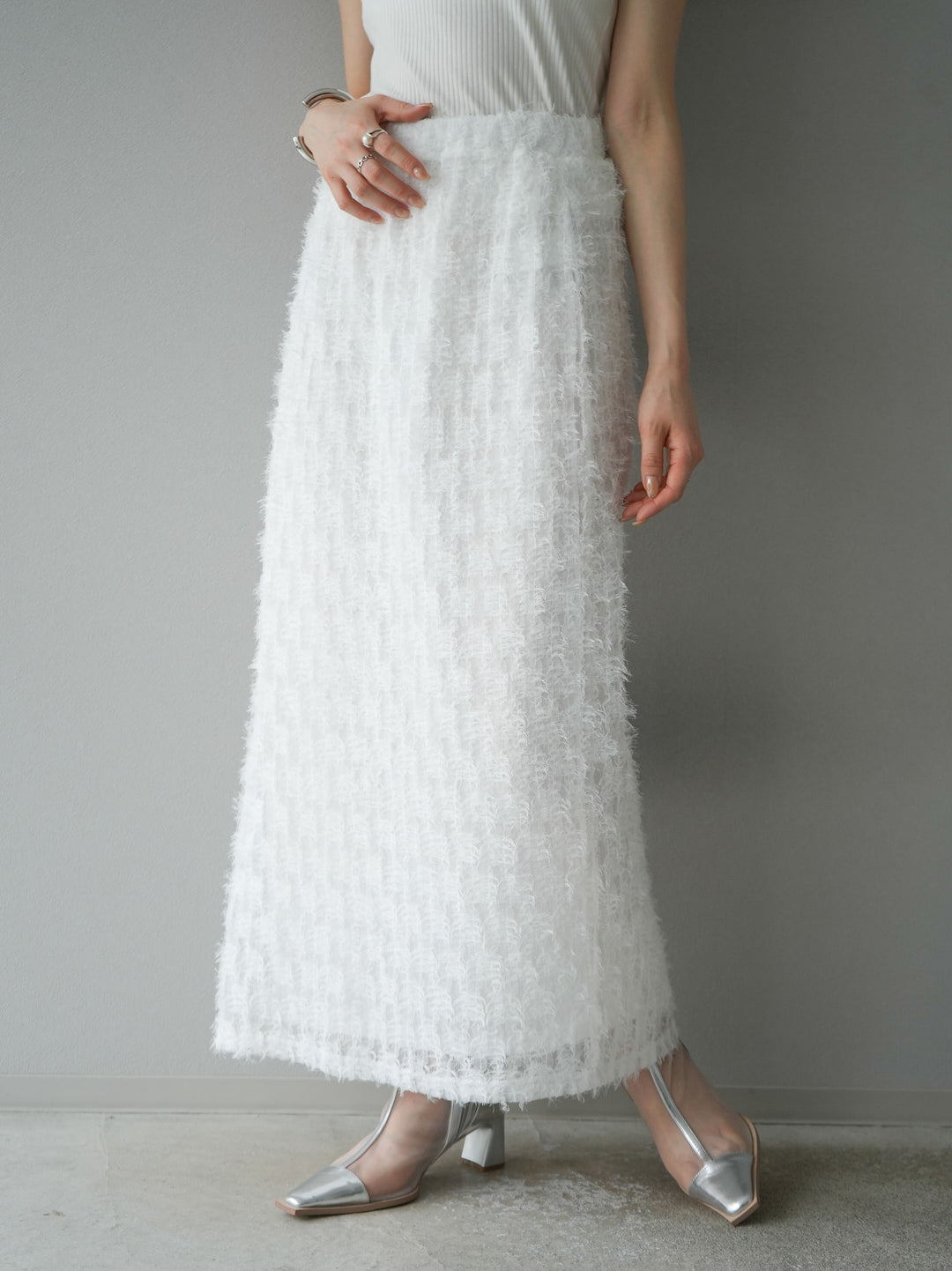 [予約]フリンジチュールスカート/オフ