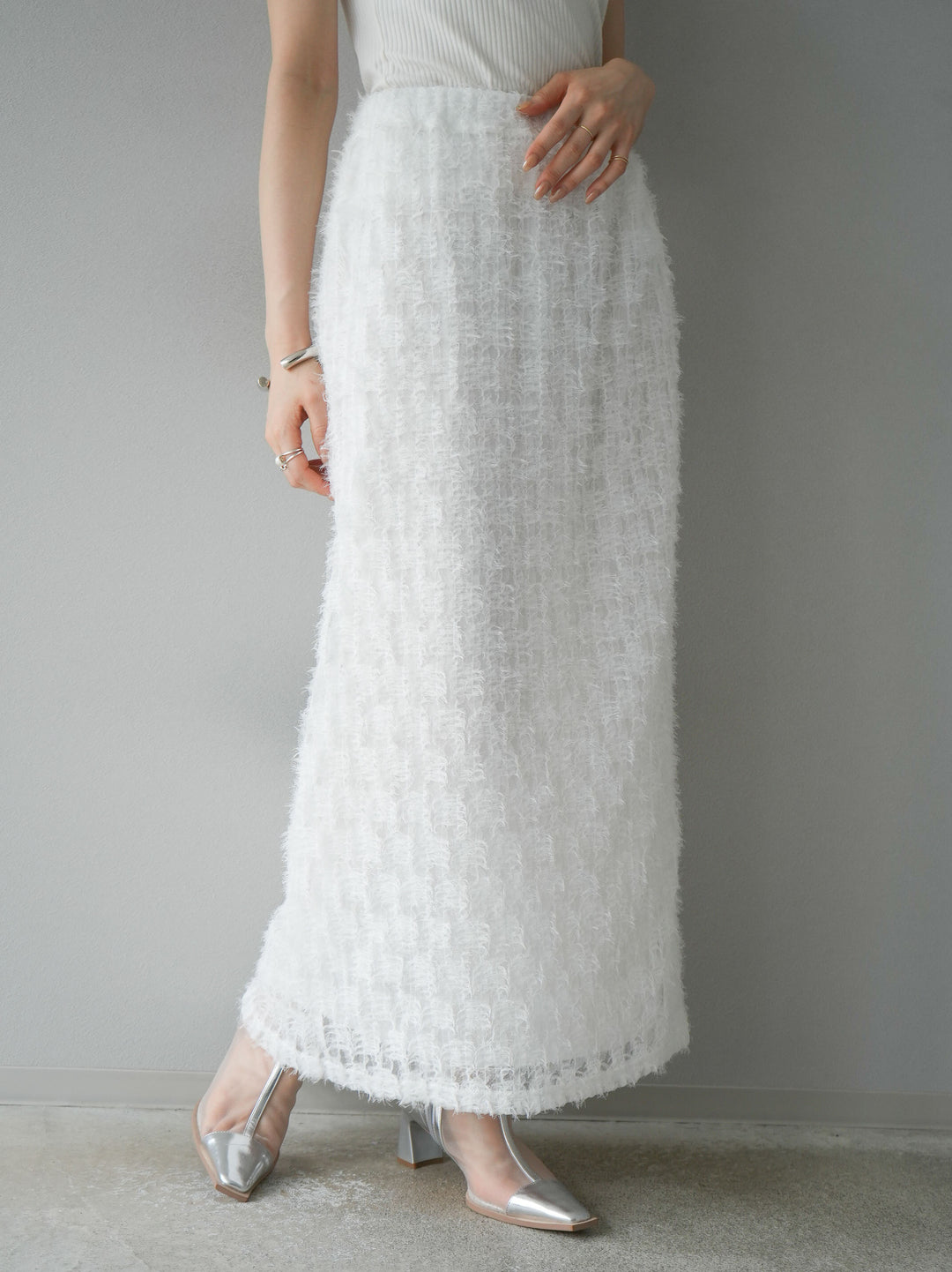 [予約]フリンジチュールスカート/オフ