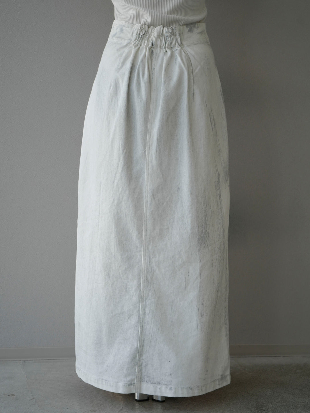[Pre-order] Foil Print Denim Skirt/Off White