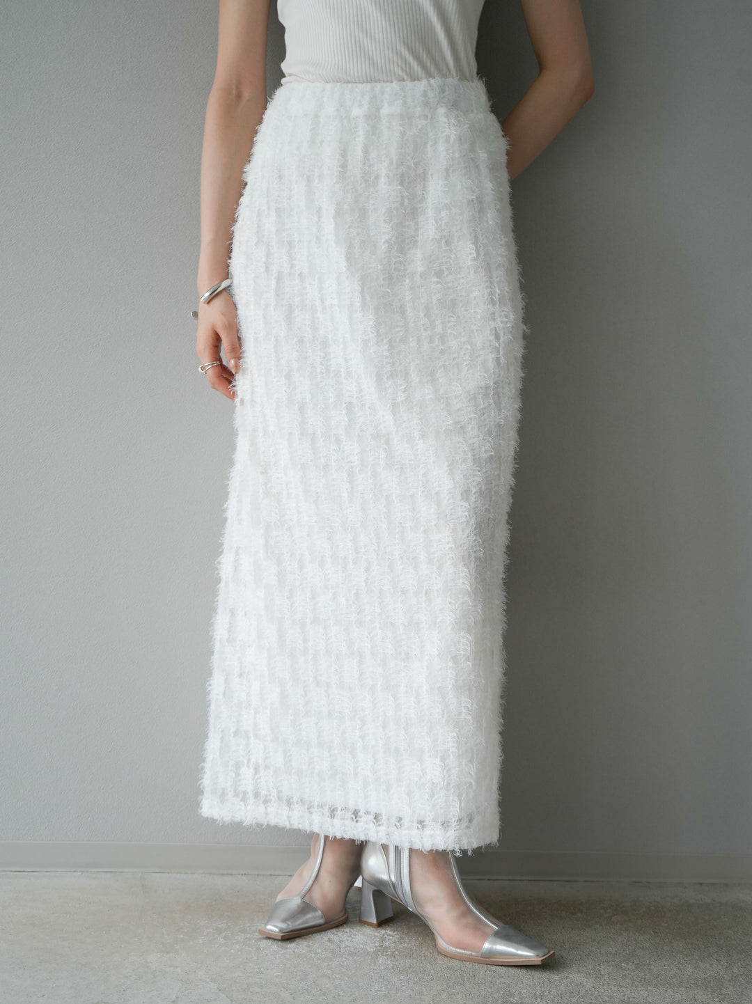 [予約]フリンジチュールスカート/オフ