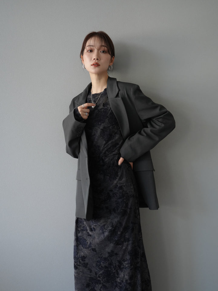 [予約]エステルオーバーテーラードジャケット/チャコール