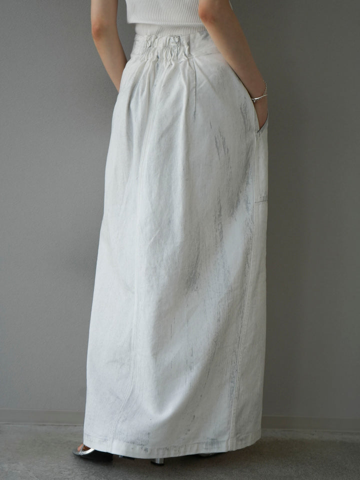 [Pre-order] Foil Print Denim Skirt/Off White