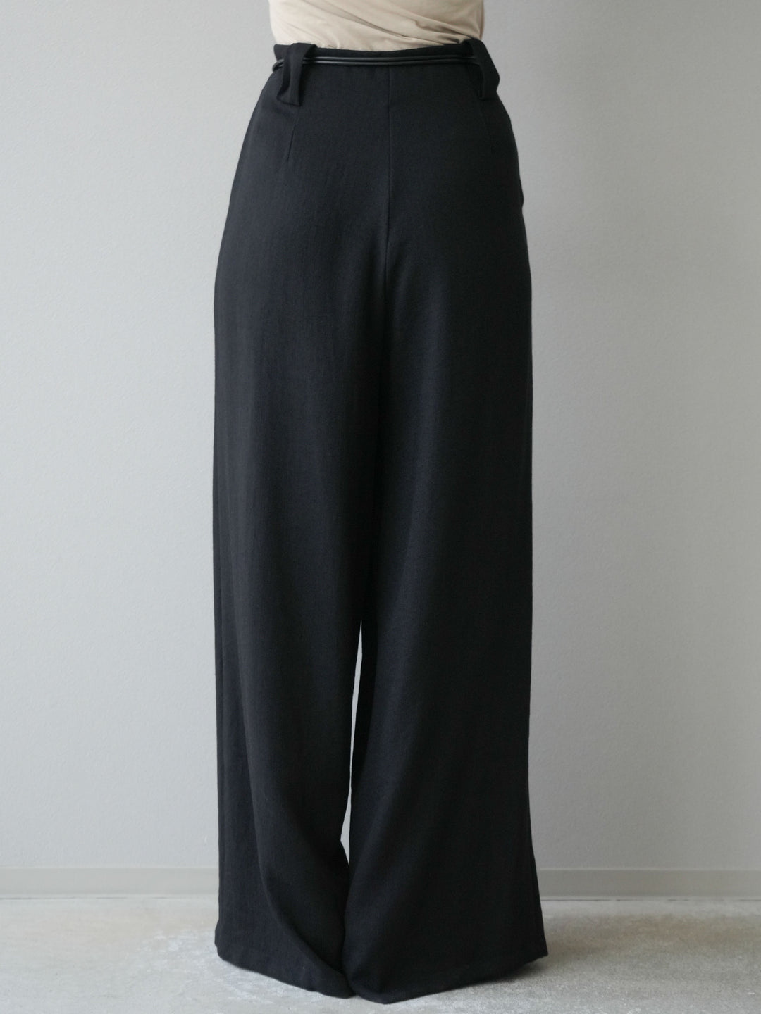 [予約]ロープデザインベルトリネンタッチワイドパンツ/ブラック